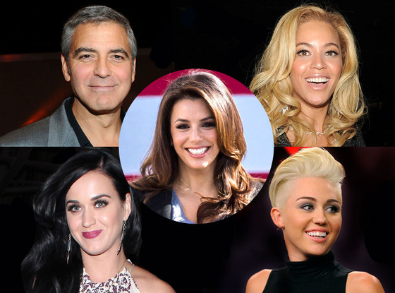 Beyonce, George Clooney, Katy Perry, Miley Cyrus, Eva Longoria Beyonce, George Clooney, Katy Perry, Miley Cyrus, Eva Longoria